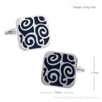 Classical Cufflinks With Sea Wave Pattern Custom Luxury Cufflinks For Man's Shirt